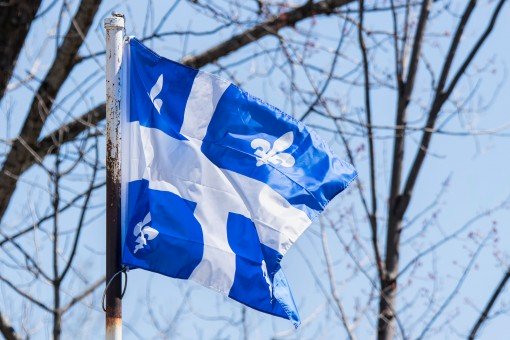 Quebec Flag flying in the wind